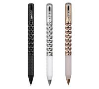 LUYJWZN Crunchy Sensory Pen, 0.5mm Crinkle Textured Sensory Pen, Geometric Metal Shape Shifting Switch for School Home Office Supplies (3pcs-Mix)
