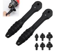 LUYJWZN Drill Chuck Ratchet Wrench, Universal Ratchet Drill Chuck Key Wrench, Double Head Chuck Key Replacement Tool, Compatible with Most Electric Drills and Power Tools (2 Set)