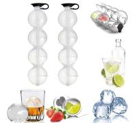 LUYJWZN Fertilvrsus 4-Hole Ice Ball Maker, Sphere Ice Maker, Leak-Free Round Ice Cube Mold, Ice Ball Maker Mold with Silicone Cover for Cocktails, Easy Fill & Release (2PCS)