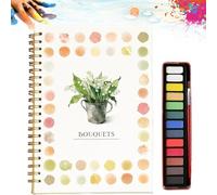 LUYJWZN Hugs Garden Watercolor Workbook, Beginner-Friendly Hugs Garden Watercolor, Watercolor Workbooks With 12 Colors Paint Set With Paint Brush, Gift For Teens (D)