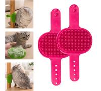 LUYJWZN Silicone Grooming Strap Pad for Cats, 2-in-1 Cat Self Groomer, Adjustable Silicone Pet Grooming Tool, Soft Pet Face Scratcher Rubber Massager for Cats & Dogs (2pcs-Red)