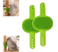 LUYJWZN Silicone Grooming Strap Pad for Cats, 2-in-1 Cat Self Groomer, Adjustable Silicone Pet Grooming Tool, Soft Pet Face Scratcher Rubber Massager for Cats & Dogs (2pcs-Green)