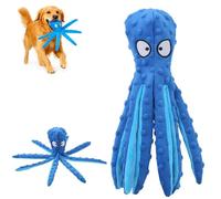 LUYJWZN Whiskerspot Octopus Dog Toy, Whiskerspot Eco-Friend Octopus Plush, No Stuffing Crinkle Interactive Chew Toy, for Aggressive Chewers Dogs, Squeaky Dog Toys for Puppy (Blue)