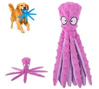 LUYJWZN Whiskerspot Octopus Dog Toy, Whiskerspot Eco-Friend Octopus Plush, No Stuffing Crinkle Interactive Chew Toy, for Aggressive Chewers Dogs, Squeaky Dog Toys for Puppy (Purple)