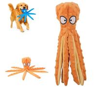 LUYJWZN Whiskerspot Octopus Dog Toy, Whiskerspot Eco-Friend Octopus Plush, No Stuffing Crinkle Interactive Chew Toy, for Aggressive Chewers Dogs, Squeaky Dog Toys for Puppy (Orange)
