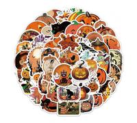 Luyrlix 50PCS Retro Halloween Stickers, Ghost Pumpkin Cartoon Decoration Vinyl, Repeatedly Paste, Tear Off, Not Easy to Fade, Suitable for Various Occasions