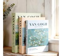 Luyseyha Decorative Book Boxes - Set of 3 Aesthetic Faux Book Hidden Storage Organizers for Coffee Table & Bookshelf Decor, Van Gogh Luxury Art Style Hardcover Hollow Fake Books