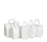 LUYSGBXR 10pcs Non-Woven Tote Bags Insulation Portable Fabric Food Cake Drinks Packaging Keep Warm Cold Delivery Reusable Pouches(White,32x30x20cm)
