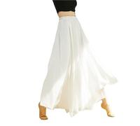 LUYSGBXR Dance Form Pants Folk Dance Classical Dancing Pants Women Loose Split Wide Leg Trouser 2 Layers Fairy Body Rhyme Dancewear Side Split(White,XL)