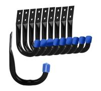 LUYSGBXR Hooks Heavy-Duty Garage Hooks for Hanging, Large Storage for Extension Cord Tool Cable, Black Wall-Mounted J Practical with Wall Anchors and Screws(Blue-10Pcs)