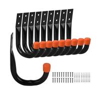 LUYSGBXR Hooks Heavy-Duty Garage Hooks for Hanging, Large Storage for Extension Cord Tool Cable, Black Wall-Mounted J Practical with Wall Anchors and Screws(Orange-10Pcs)