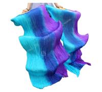 LUYSGBXR Silk Belly Dance Fans 1 Pair Handmade Dyed Dancing Stripe Turquoise+Royal blue+Purple 150/180 x90cm(280x90cm)