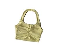 LUYSGBXR Sports Bra For Women Hanging Neck With Chest Pads, Beautiful Back Sports Bra, Women's Unique Pleated Sports Bra(Yellow,M)