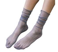LUYSGBXR Women Sheer Socks Women Shiny Socks Girls Glitter Short Socks Thin Transparent Lady Sox Soft Comfortable(Lavender)