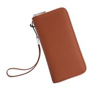 LUYSGBXR Women's Wallet Women's Wallet Leather Function Luxury Design Long Zipper Handbags Card Bags Female Fashion Purse(Brown)
