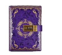 LuysmengEU B6 Notebook Creative Password Journal with Lock, Pu Leather Diary with Combination Lock Retro Handbook and Journal 193 * 133mm(Purple)