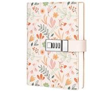 LuysmengEU Journal B6 Notebook with Lock Diary Note Book Password Lock Secure Privacy Book Beautiful Colorful Prints Pu Leather 194x133mm(Color6)