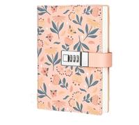 LuysmengEU Journal B6 Notebook with Lock Diary Note Book Password Lock Secure Privacy Book Beautiful Colorful Prints Pu Leather 194x133mm(Color2)