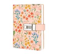 LuysmengEU Journal B6 Notebook with Lock Diary Note Book Password Lock Secure Privacy Book Beautiful Colorful Prints Pu Leather 194x133mm(Color3)