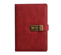 LuysmengEU Journal Diary with Lock with Pen A5 PU Leather Notebook Vintage with Lock Journal Password Protected Notebook Diary(Red)