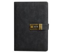 LuysmengEU Journal Diary with Lock with Pen A5 PU Leather Notebook Vintage with Lock Journal Password Protected Notebook Diary(Black)