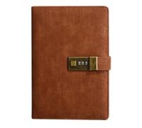 LuysmengEU Journal Diary with Lock with Pen A5 PU Leather Notebook Vintage with Lock Journal Password Protected Notebook Diary(Brown)