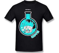 LUYTGCDRZZ SENKU Chibi Print Cotton Funny T Shirts Dr Stone Ishigami Tsukasa Post Apocalyptic Anime Men Fashion Black Hemden(X-Large)