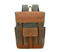 LUYUANY denim crossbody bag Crazy Horse Leather Retro Waterproof Oil Wax Canvas Backpack Large Capacity Travel