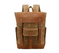 LUYUANY denim crossbody bag Crazy Horse Leather Retro Waterproof Oil Wax Canvas Backpack Large Capacity Travel
