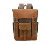 LUYUANY denim crossbody bag Crazy Horse Leather Retro Waterproof Oil Wax Canvas Backpack Large Capacity Travel