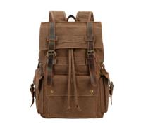 LUYUANY denim crossbody bag Retro Crazy Horse Leather Waxed Canvas Backpack Distressed Outdoor Travel