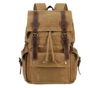 LUYUANY denim crossbody bag Retro Crazy Horse Leather Waxed Canvas Backpack Distressed Outdoor Travel