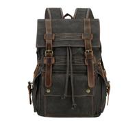 LUYUANY denim crossbody bag Retro Crazy Horse Leather Waxed Canvas Backpack Distressed Outdoor Travel