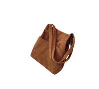 LUYYBDBG backpack for school Simple Corduroy Shoulder Bag Japanese Literary Canvas Crossbody Fashion Velvet Shopping Bag-brown