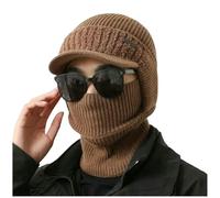 LUYYBDBG Balaclava Men Hat Full Cover Style Winter Outdoor Windproof Knitted Keep Warm Beanie Cap-Camel
