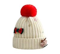 LUYYBDBG Beanie hats Puppy Funny Hat Female Christmas Cute Warm Knitted Plush Thickened Cold-proof Pullover Ear Protector Wool-b-m 56-58cm