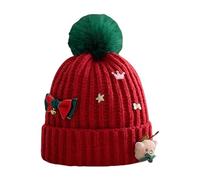 LUYYBDBG Beanie hats Puppy Funny Hat Female Christmas Cute Warm Knitted Plush Thickened Cold-proof Pullover Ear Protector Wool-c-m 56-58cm