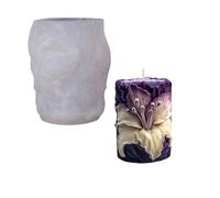 LUYYBDBG Candle Molds Lily Aromatherapy Mold DIY Flower Relief Cylindrical Diffusing Gypsum Ornament Abrasive Tool-a