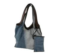 LUYYBDBG handbag Blue Large Capacity Cowboy Bag Women's Spring Summer Color Blocked Single Shoulder Bags Commuter Versatile Handheld Tote Pack-blue