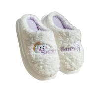 LUYYBDBG house shoes Couple Cotton Slippers Autumn Winter New Women's Cute Indoor Warm Home Non Slip Thicken Comfortable Men's Plush Shoes-white-40-41