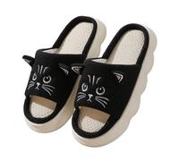 LUYYBDBG linen slippers Cute Lamb Ladies Soft Sole Casual Couple Style New Shoes Ventilated Comfortable Pattern Design Non-slip Home Slippers-black-42-43