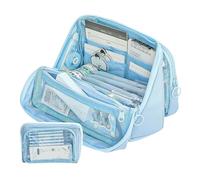 LUYYBDBG Pencil Case 1 Piece Extra Large Capacity Scrapbook Stationery Bag Fashion Solid Color 9 Layer Pen Student School Supplies-e