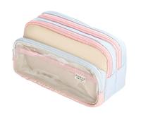 LUYYBDBG Pencil case Color Block Pen Bag Transparent Large Capacity Stationery Creative Multi-Function Japanese High Appearance-Pink and Blue