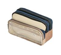 LUYYBDBG Pencil case Color Block Pen Bag Transparent Large Capacity Stationery Creative Multi-Function Japanese High Appearance-Tibetan and Pinka