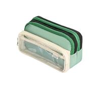 LUYYBDBG Pencil case Color Block Pen Bag Transparent Large Capacity Stationery Creative Multi-Function Japanese High Appearance-Green Rice Splicing