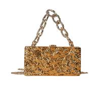 LUYYBDBG shoulder bag Acrylic Ice Crack Box Women's Summer Personalized Thick Chain Hand-held Crossbody Evening Trendy-gold