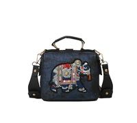LUYYBDBG shoulder bag Embroidered Cartoon Elephant Ladies Exotic Hand-held Style Crossbody Bag-blue