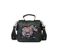 LUYYBDBG shoulder bag Embroidered Cartoon Elephant Ladies Exotic Hand-held Style Crossbody Bag-green