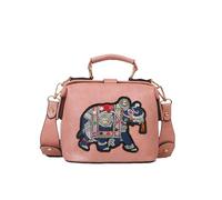 LUYYBDBG shoulder bag Embroidered Cartoon Elephant Ladies Exotic Hand-held Style Crossbody Bag-pink