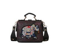 LUYYBDBG shoulder bag Embroidered Cartoon Elephant Ladies Exotic Hand-held Style Crossbody Bag-purple